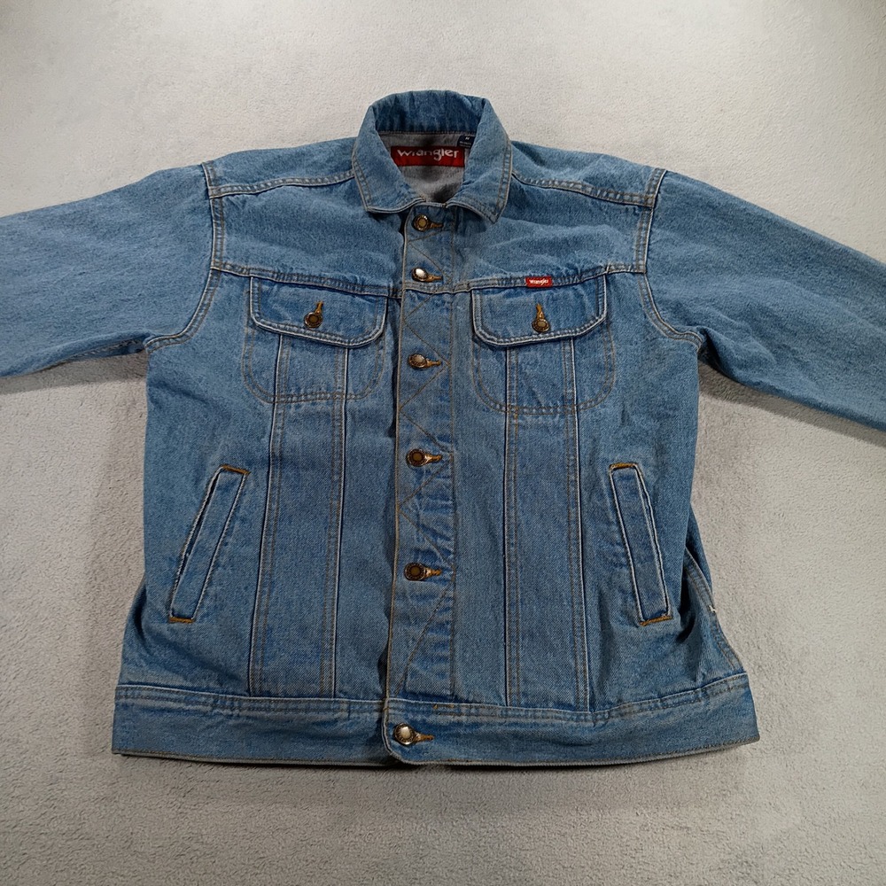 Wrangler Mens Denim Trucker Jacket Medium Wash M Classic Western Layer